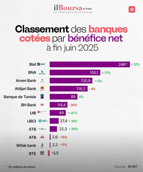 Le produit bancaire net de la Société Tunisienne de Banque recule de 10,4% en juin 2026