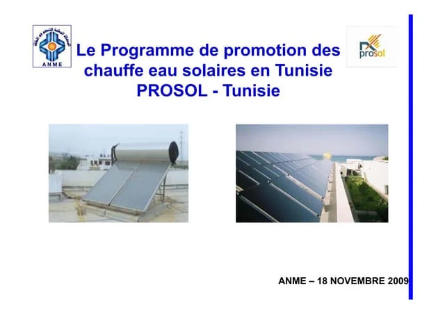 Le programme "Brosol": 20% des familles tunisiennes utilisent des chauffe-eaux solaires